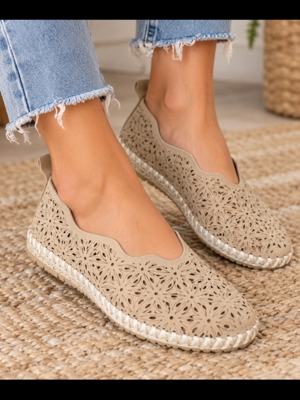 Bernie Mev Tan Leather Laser Cut Floral Slip On Shoes Size 37